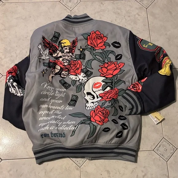 LiL Wayne label Reason Black and Gray Varsity Jacket - Picture 3 of 3